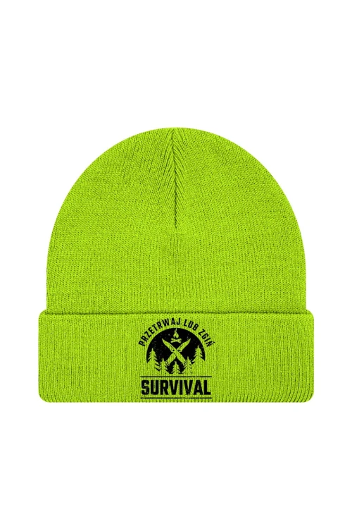 Czapka zimowa Survival Przetrwaj lub zgiń - limonka