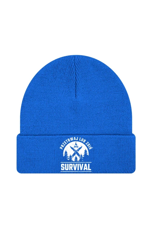 Czapka zimowa Survival Przetrwaj lub zgiń - niebieska