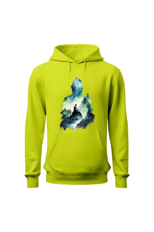 Bluza męska z kapturem Buddyzm Medytacja - limonka