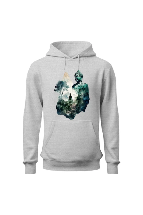 Bluza męska z kapturem Buddyzm - szara