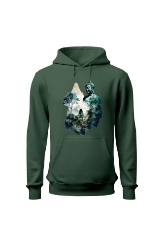 Bluza męska z kapturem Buddyzm - zielona