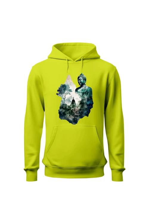 Bluza męska z kapturem Buddyzm - limonka
