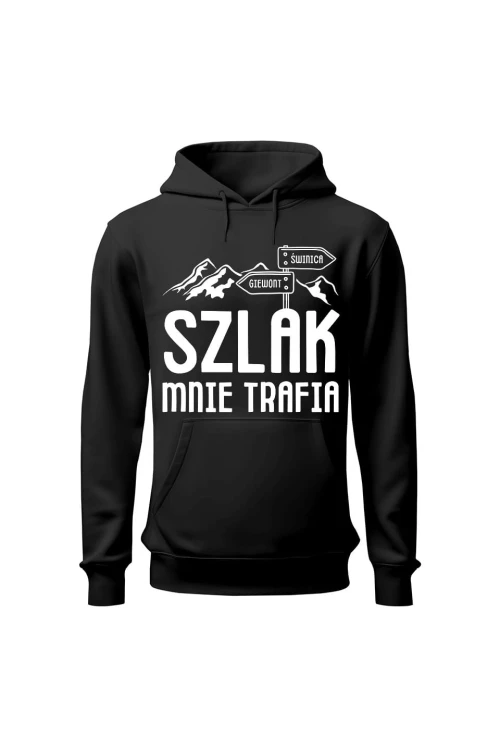 Bluza damska z kapturem Szlak mnie trafia - czarna