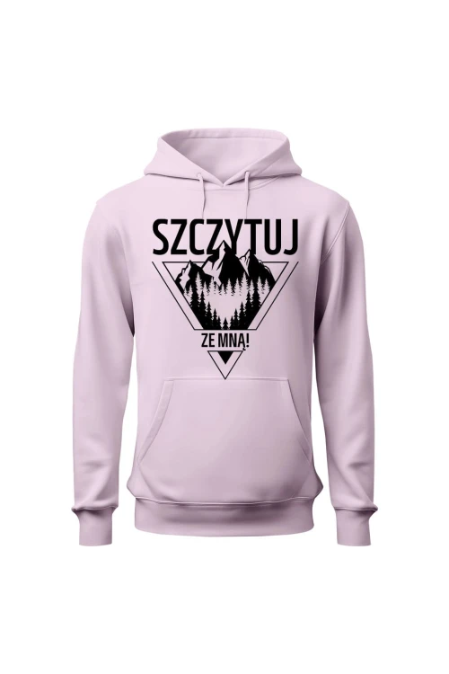 Bluza damska z kapturem Szczytuj ze mną - różowa