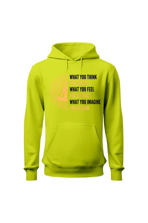 Bluza męska z kapturem What you think you create - limonka