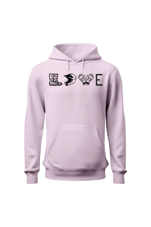 Bluza damska z kapturem LOVE MOTO - różowa