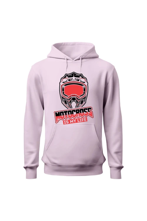 Bluza damska z kapturem Motocross is my life - różowa