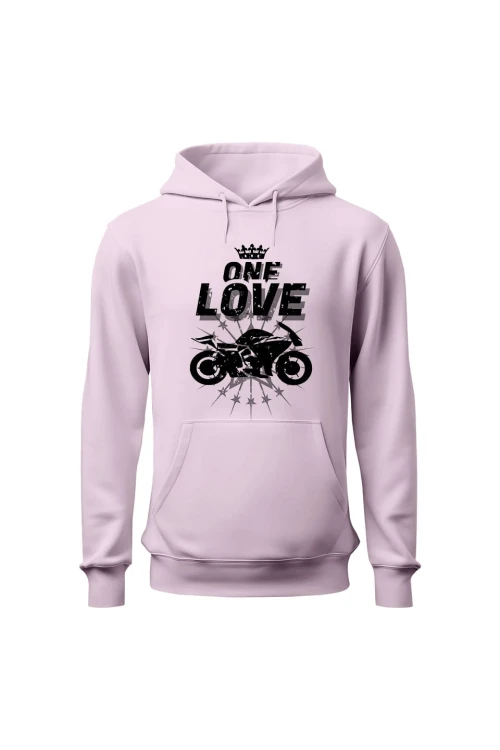 Bluza damska z kapturem One Love Motocykle - różowa