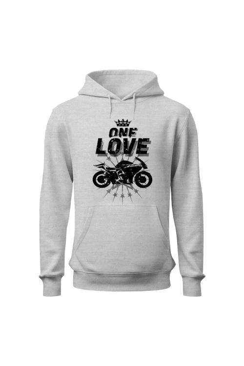 Bluza damska z kapturem One Love Motocykle - szara