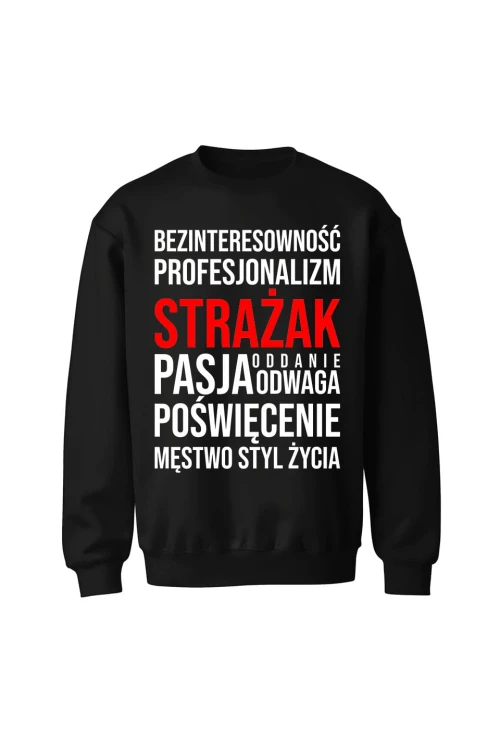 Bluza męska bez kaptura Cechy strażaka - czarna