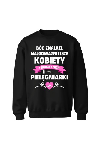Bluza bez kaptura Bóg znalazł pielęgniarki - czarna