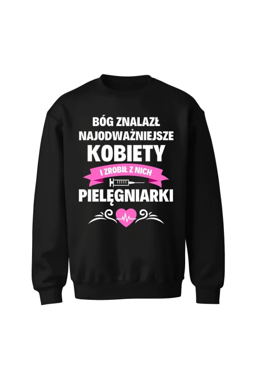 Bluza bez kaptura Bóg znalazł pielęgniarki - czarna