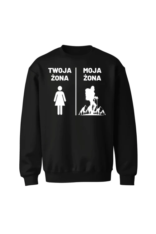 Bluza bez kaptura Twoja żona Moja żona - czarna