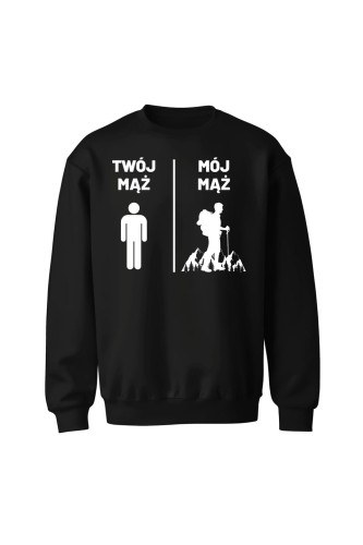 Bluza bez kaptura Twój mąż Mój mąż - czarna