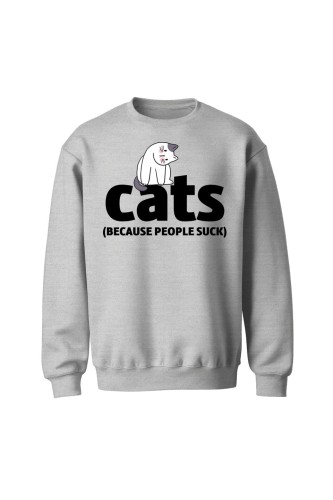 Bluza bez kaptura Cats because people sck - szara