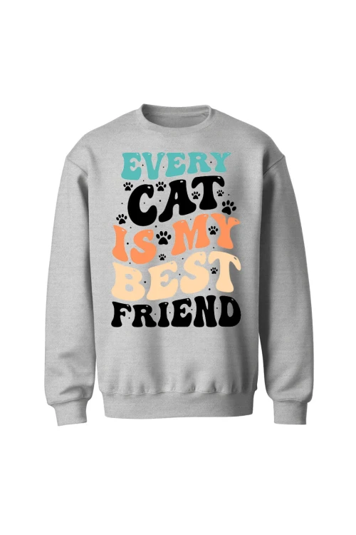 Bluza bez kaptura Every Cat is My Best Friend - szara