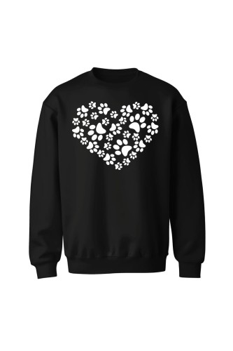 Bluza bez kaptura Serduszko z kocich łapek - czarna