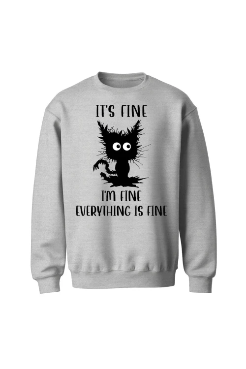 Bluza bez kaptura I'm fine - szara