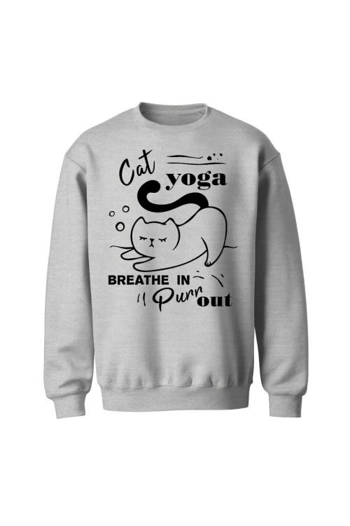 Bluza bez kaptura Cat Yoga - szara