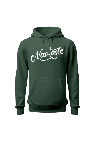Bluza męska z kapturem Namaste Napis - zielona
