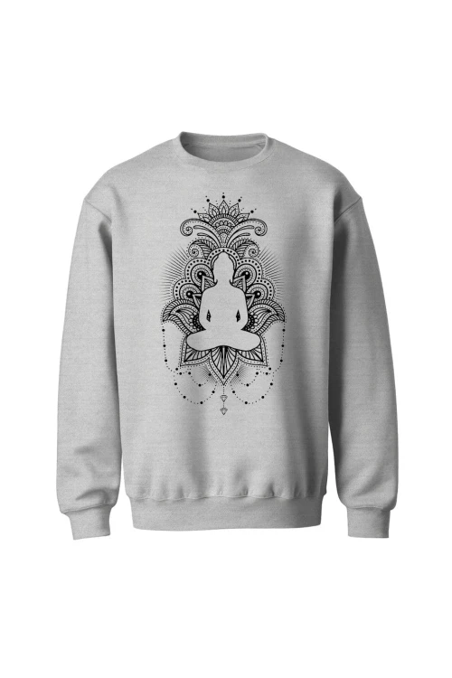 Bluza bez kaptura Budda Medytacja - szara