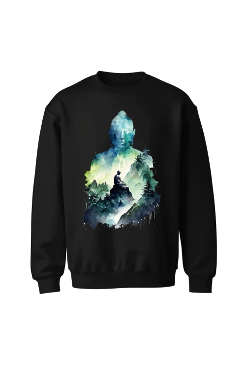 Bluza bez kaptura Buddyzm Medytacja - czarna