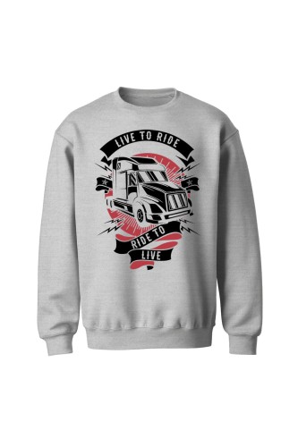 Bluza bez kaptura Live to ride kierowca ciężarówki - szara