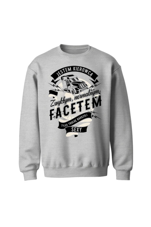 Bluza bez kaptura Jestem kierowcą zwykłym facetem tylko trochę bardziej sexy - szara
