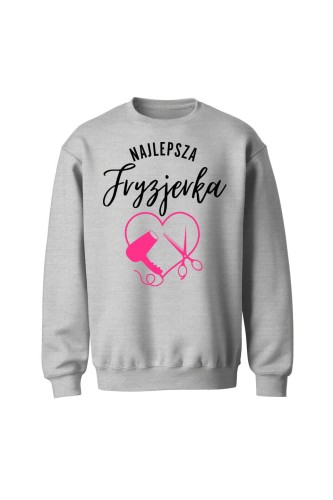 Bluza bez kaptura Najlepsza fryzjerka serce - szara