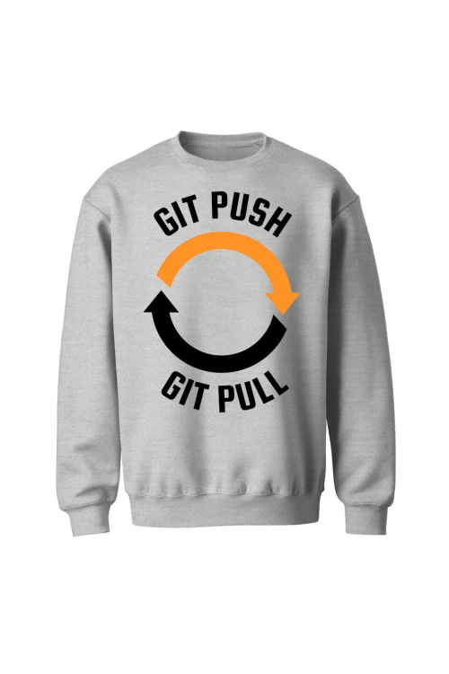 Bluza bez kaptura Git push git pull - szara