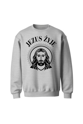 Bluza bez kaptura Jezus żyje - szara