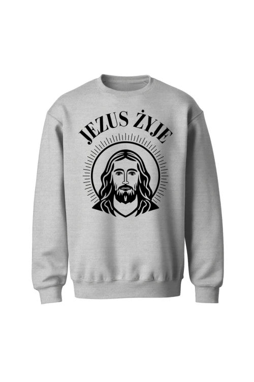 Bluza bez kaptura Jezus żyje - szara