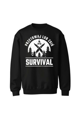 Bluza bez kaptura Survival Przetrwaj lub zgiń - czarna