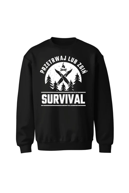Bluza bez kaptura Survival Przetrwaj lub zgiń - czarna
