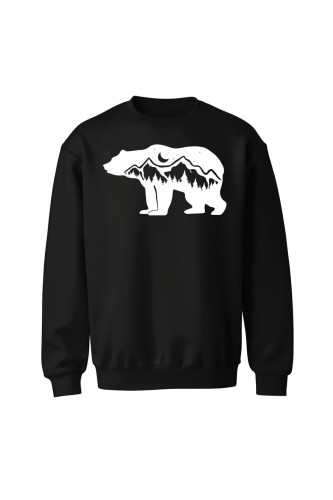 Bluza bez kaptura Niedźwiedź górski księżyc - czarna