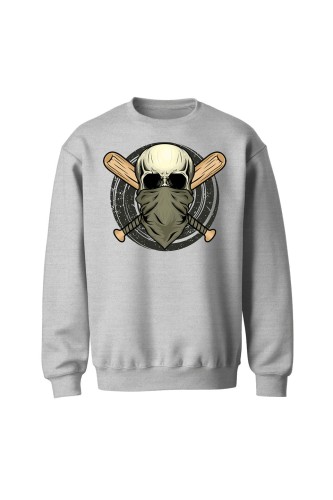 Bluza bez kaptura Czaszka - szara