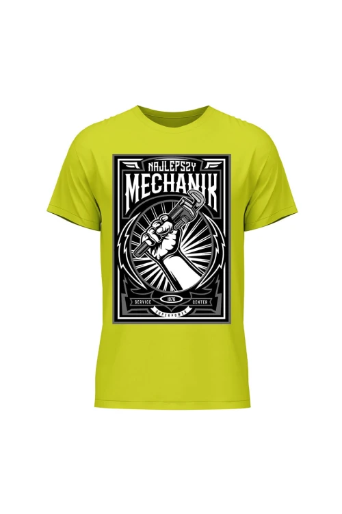 Koszulka męska Najlepszy mechanik retro poster - limonka