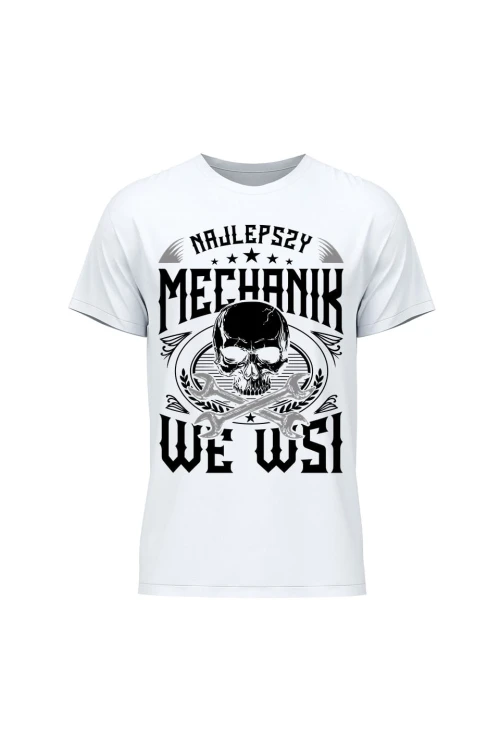 Koszulka męska Najlepszy mechanik we wsi - biała