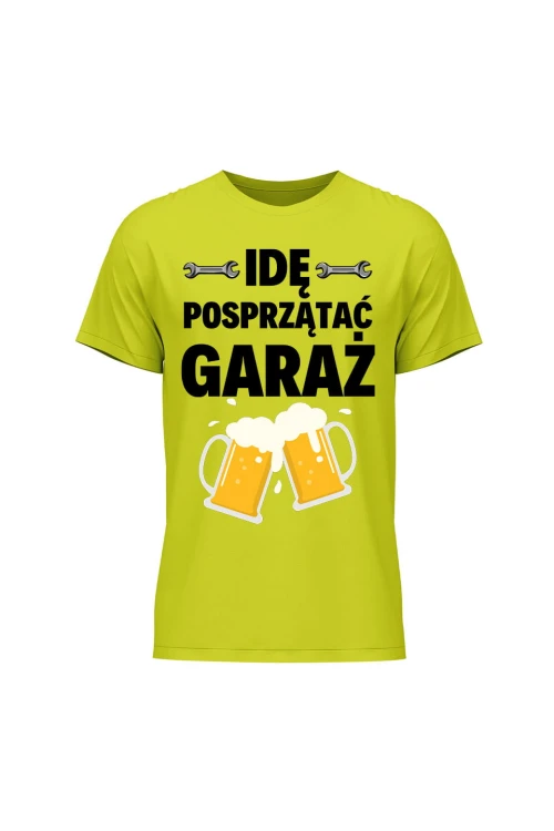 Koszulka męska Idę posprzątać garaż - limonka