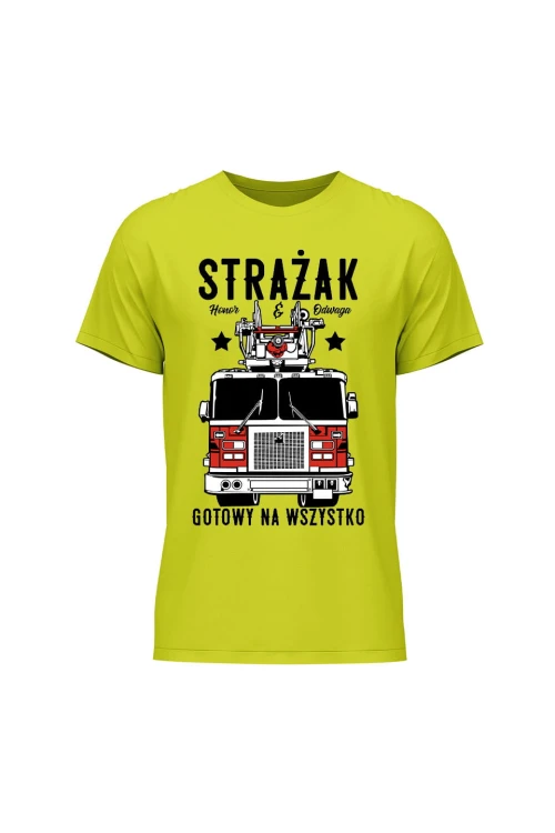 Koszulka męska Strażak gotowy na wszystko - limonka