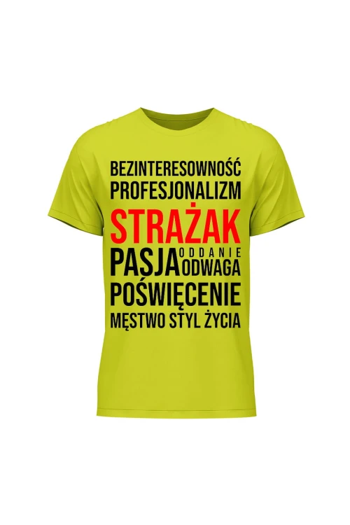 Koszulka męska Cechy strażaka - limonka