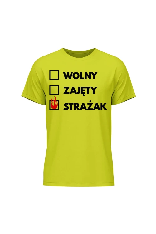 Koszulka męska Wolny zajęty strażak - limonka