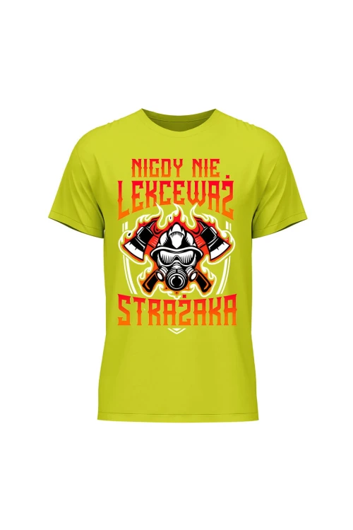 Koszulka męska Nigdy nie lekceważ strażaka - limonka