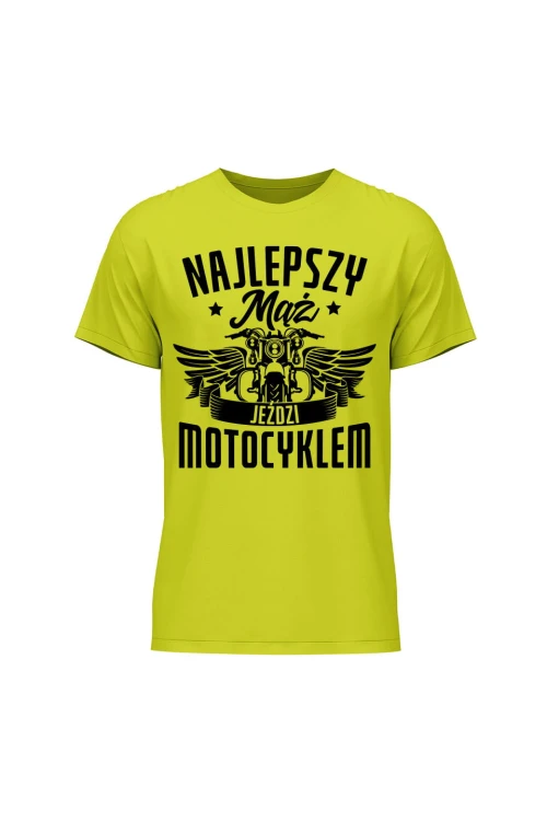 Koszulka męska Najlepszy mąż jeździ motocyklem - limonka