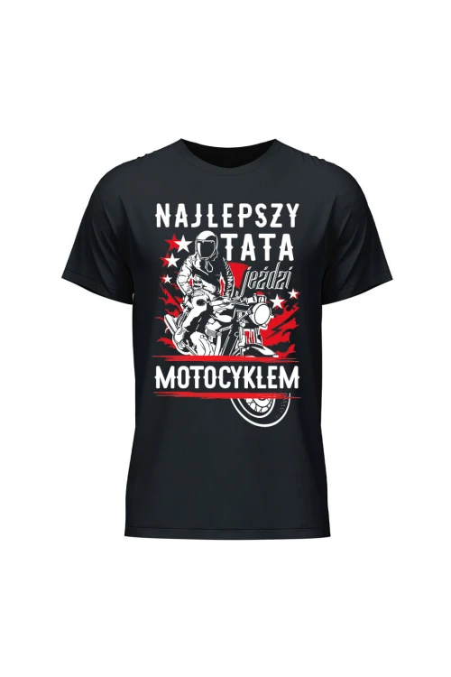Koszulka męska Najlepszy tata jeździ motocyklem - czarna
