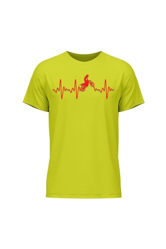 Koszulka męska Motocross heartbeat - limonka