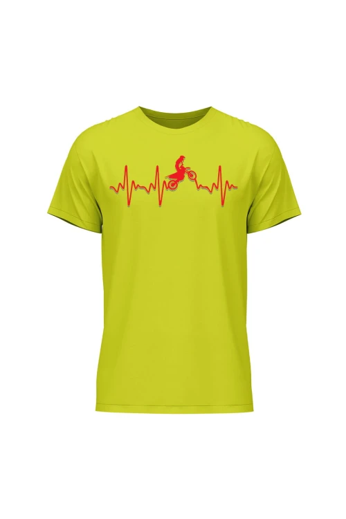 Koszulka męska Motocross heartbeat - limonka
