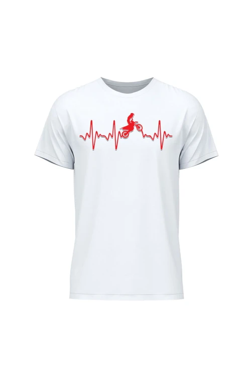 Koszulka męska Motocross heartbeat - biała