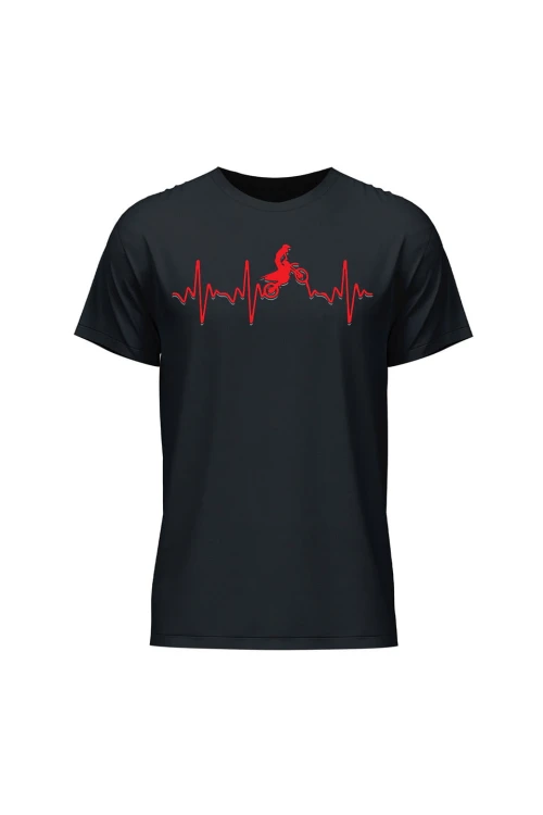 Koszulka męska Motocross heartbeat - czarna