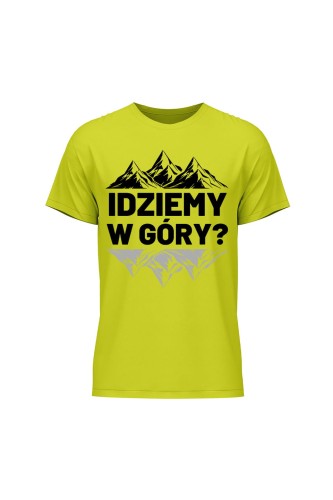 Koszulka męska Idziemy w góry - limonka